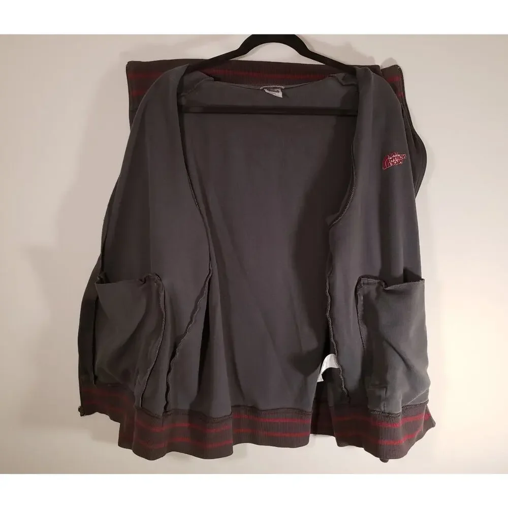 The North Face Men's Jacket XL Gray‎ w Red Stripes Pre Owned Zipper Tab Missing